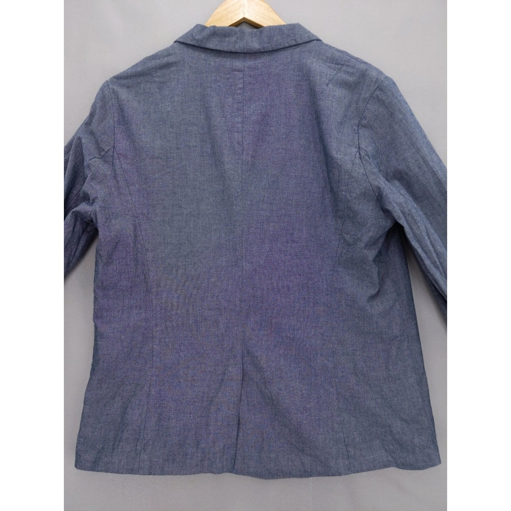 Gap Blazer Women 12 Blue Chambray Cotton Single Button Lightweight Jacket - Picture 5 of 10